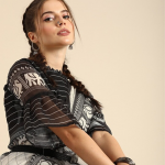 Black & Grey Ethnic Motifs Zari Pure Linen Saree